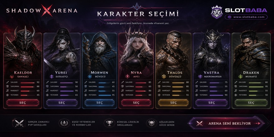 Shadow Arena X karakter seçim ekranı