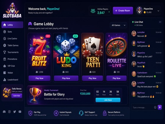 Slotbaba multiplayer oyun platformu ekran görüntüsü
