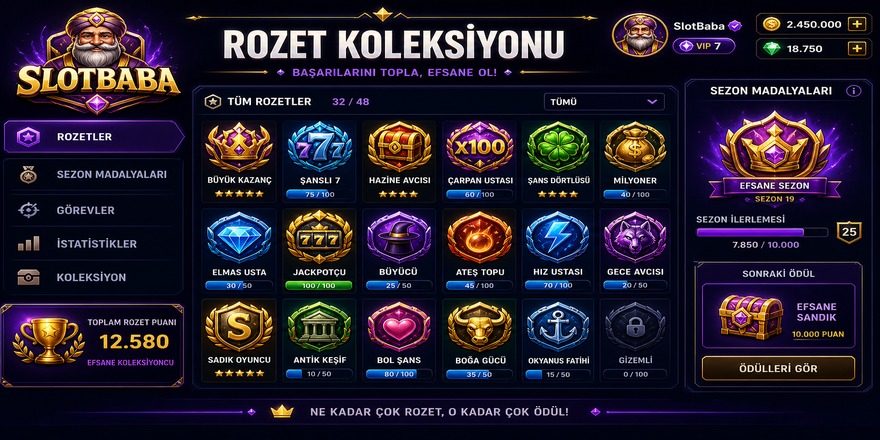 Slotbaba rozet koleksiyonu ekran görüntüsü