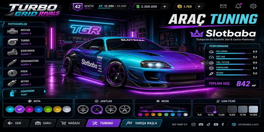 Turbo Grid Rivals araç tuning ekranı